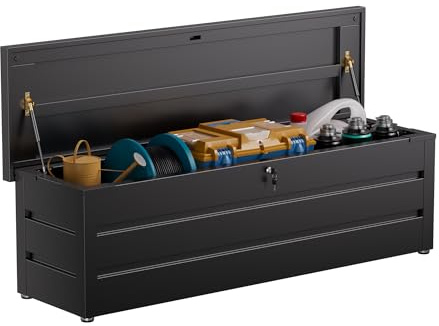 FlairVibe Gartenbox aus Metall in Schwarz 550L,180x52x60cm