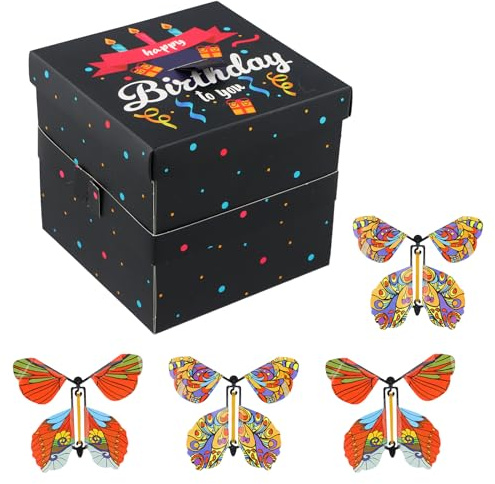 Scatola Regalo Sorpresa, Farfalle Scatola Regalo a Sorpresa, Scatola Esplosione Pop-Up, Magico Volante Farfalla per Pacchi Natale, Carte Regalo, Regali Sorpresa