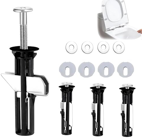 4 Stück M5 Toilettensitz Schraubensatz Edelstahl Mutter & Unterlegscheiben Set, Universal WC Sitz Befestigung Expansionsschrauben Komplettset für Toilette Wartung Zubehör (Silber)