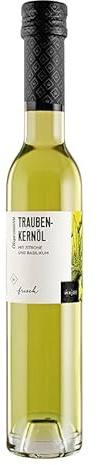 Wajos Traubenkernöl mit Zitrone & Basilikum 250ml, Würzöl als Feinkost Geschenk, im Essig Öl Set oder Mitbringsel für Hobby-Köche