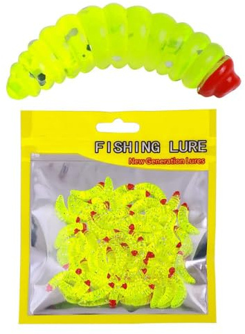 Vzuiwkfmr 100-Piece 5Colors Mini Bread Worm Soft Lures Bionic Maggot Grub Fishing Baits Fishy & Musky Scented Artificial Lures 0.94in/2.4cm 0.01oz/0.4g (3 100pcs)
