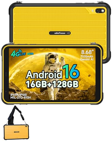 RugKing Pad Pro Rugged Tablet for Camping 8.68'' Android 16 16GB+128GB/2TB | 90Hz Corning Gorilla Glass, Waterproof&Dustproof&Shockproof,Built-in eSIM, Triple Card Slots, NFC, 7100mAh Large Battery,FM