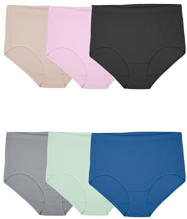 Fruit of the Loom Women's Underwear Breathable Panties (Regular & Plus Size), Brief-Cotton Mesh-6 Pack, 6