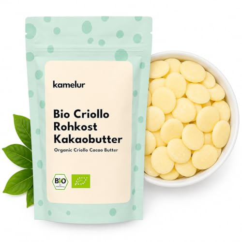 1kg di burro di cacao BIO spremuto a freddo, da fave di cacao Criollo, qualità alimentare senza additivi - alimento crudo - confezione che rispetta l'ambiente