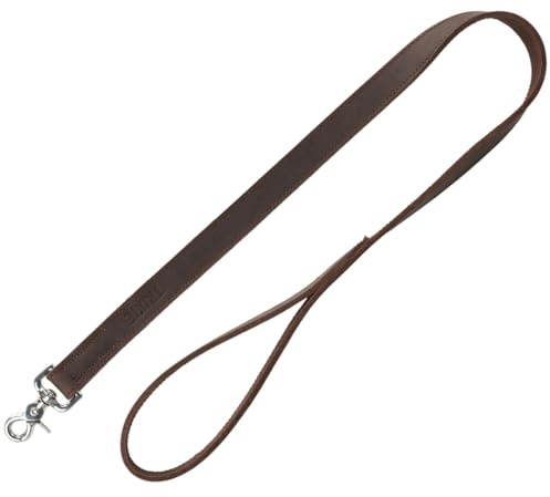 TRIXIE Hundeleine Rustic Leder M–L 1,00 m/20 mm – Dunkelbraun | sorgfältige Lederleine im klassischen Design – für Hunde, robust, langlebig und griffig, angenehme Handhabung im Alltag