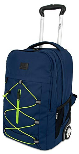 J World New York Lash Rolling ryggsäck, Marinblå/grön, En storlek, Lash rullande ryggsäck laptopväska med hjul. handbagage med hjul