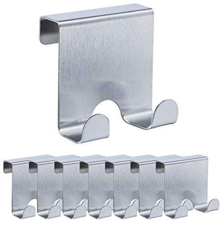 Relaxdays Ganci da Porta, Set 4 Appendini Sopraporta Doppi, da Appendere, Appendiabiti Bagno Corridoio & Camera, Argento