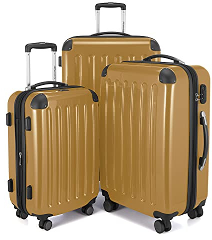 HAUPTSTADTKOFFER Alex - 3er Kofferset, Trolley-Set, Rollkoffer, Reisekoffer, (S, M & L), Herbstgold