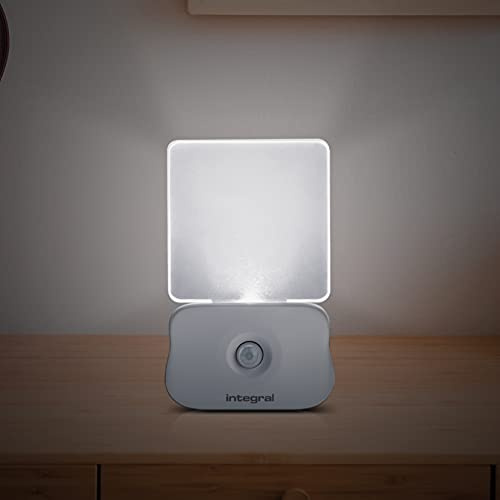 Integral LED Veilleuse à capteur de mouvement, à piles avec capteur photoélectrique du crépuscule à l'aube, pour les couloirs, les paliers, les escaliers, les cuisines, les chambres à coucher-2PK