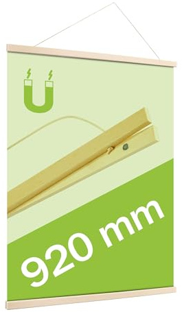 SPRINTIS Posterleiste 92 cm, holz, magnetische Posterschiene aus Kiefernholz im XL Format, Poster Aufhänger als gestalterisches Element