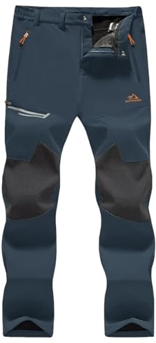 MAGCOMSEN Men's Snow Ski Winter Pants Waterproof Hiking Fleece Lined Pants Dark Blue