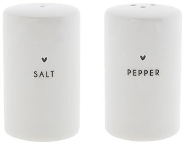 Salz- und Pfefferstreuer Set 2tlg. weiß mit schwarzem Herz Bastion Collections