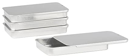 Ideen mit Herz Metall-Boxen mit Schiebedeckel | 10 cm x 6,5 cm x 1,3 cm | 4 Stück