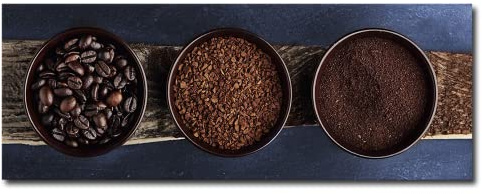 daazoo Glas Küchenbild Coffee Bowls 30 x 80 cm | Kaffee hebt die Stimmung ! Hochwertig verarbeitetes Glasbild, ein echter Hingucker in Ihrer Küche | Wandbild Kaffee Deko groß Querformat