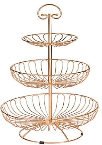 Corbeille à Fruits Panier à Fruits Bol de Fruits 3 Tier Fruit Basket Bowl support for comptoir, fruits légumes fil panier Porte-organisateur, Porte-fruits amovible en métal avec poignée Coupe de Fruit