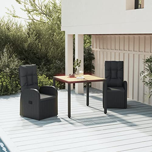 Festnight Gartensessel Polyrattan Verstellbar 2 STK gartenstuhl hochlehner verstellbar loungesessel Outdoor relaxstuhl polyrattan Sessel verstellbar Garten liegestuhl 2X Stuhl + Tisch-2