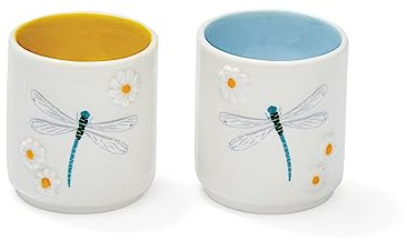 Cooksmart English Meadow Pack of 2 Stackable Ceramic Egg Cups for Breakfast | British Designed, Durable Ceramic, Stackable Design, Breakfast Table, Easy Clean, Kitchen Essential, Everyday Dining Use