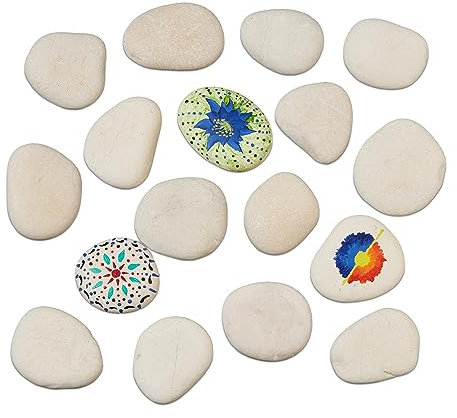 Relaxdays Steine zum Bemalen, Flache Dekosteine, 2 kg Malsteine, Bastelsteine Kinder & Erwachsene, 4–8 cm, hellgrau