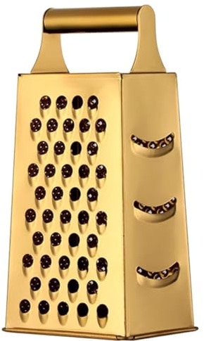GUIYAL Stainless Steel 4 Sides Grater Slicer with Handle, Multifunctional Cutter Planing for Ginger, Garlic, Cucumbers, Carrots, Cheese, Potato, Ergonomic Design Kitchen Gadgets Accessories（Gold）