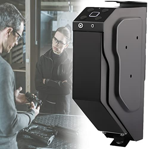 Gun Safes for Pistols,Electronic Password Fingerprint Safe Quick-Access with Biometric Fingerprint Key Lock Gun Cabinets Mounted Firearm Safety Device- Black
