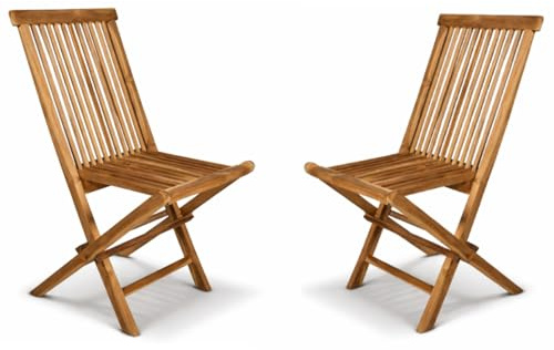 Liadomo Gartenstuhl 2er Set Savano, Balkonstuhl, Klappstuhl, Holzstuhl, Teakholz, platzsparend klappbar, geschliffen, unbehandelt, für Garten, Terrasse oder Balkon