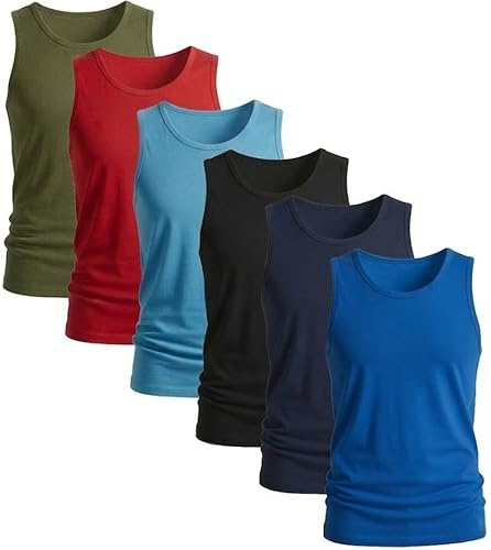 HAJRA Lot de 3 débardeurs en coton pour homme. Maillot de corps uni sans manches, respirant, coupe ajustée, confort d'été au quotidien. Coupe athlétique.