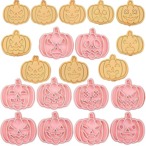 Mainiusi Halloween Ausstecher Kürbis 10 Stück, Keksausstecher Kürbis Plätzchen Ausstecher Brot und Gemüse Kinder, Halloween Ausstechformen Fondant Keksstempel für Kinder