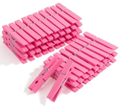 Mr. Pen Wooden Clothes Pins, 50 Pack, 2.9 Inch, Pink, Rust Resistant, Wood, Clothespins