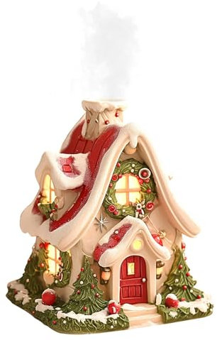 Marooma Brûleur D'encens de Cabane de Noël, Brûleur D'encens de Maison de Village de Noël, Porte-cône D'encens de Village, Brûleur D'encens de Cabane en Rondins pour Décoration