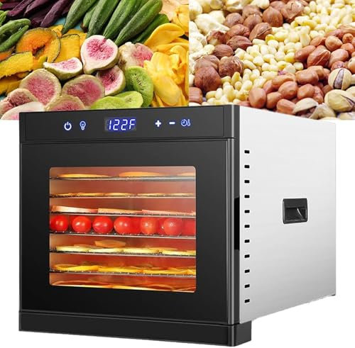 8 Floors Food Dehydrator Machine, 700W Fruit Food Dryer with Adjustable Temperature, Timer and Led Display Touch Screen, Freeze Dryer for Jerky, Vegetables, Fruits, Meat, Dog Snacks