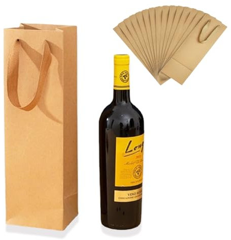 30 Stück Wein Champagner Geschenktasche, Weintasche Mit Henkel, Flaschentüten Weinflaschen Verpackung, Weinflaschenbeutel Aus Kraftpapier, für Hochzeit, Party geschenktüten Flaschen(Braun)