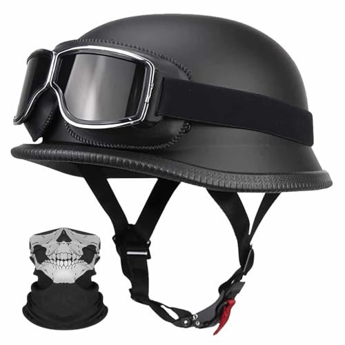 Motorcykel Halv HjäLm Jet Moped HjäLm Med Mask Och RidglasöGon DOT/ECE Certifierad BekväM Andningsbar Foder Quick Release SpäNne FöR Vuxna MäN Kvinnor S ~ XL 55-62cm
