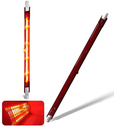 Lampada Alogena Infrarossi, Lampadina Infrarossi R7S 1000W 254mm, 1000Lm, Lampadina Riscaldatore Rubino, Lampada Alogena Dimmerabile, Nessuno Sfarfallio, Riscaldatore Giardino Interno/Esterno, 2 Pezzi