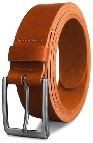 FRIEDRICH HOFFMANN Gürtel Herren schwarz - Ledergürtel Herren - 100% Leder - Anzuggürtel Business Gürtel Jeans - 3,5 cm - Made in Germany (Cognac, 90 cm Bundweite = 105 cm Gesamtlänge)