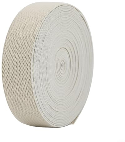 Bandas elásticas de 5 m de largo para costura de ropa, bandas de goma para pantalones y manualidades (beige)