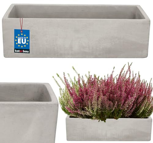 KOTARBAU® Blumenkasten Hochbeet Balkon 32 x 12 x 9 cm Keramik Beton Blumenkasten Rechteckig Balkon Blumentopf Balkonkasten Pflanzkasten Kräutertopf Blumenkasten Fensterbank Pflanzkübel Rechteckig