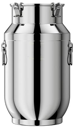 Vnook Luftdichter Edelstahl Eimer, Lebensmittel Luftdichte Dose, Edelstahl Milchkanne, Versiegeltes Fass mit Schnappverschluss, für die Lebensmittel Lagerung und den Transport von Milch(30L)