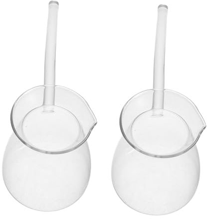 IMIKEYA 2 Pezzi Bicchiere da Tè Borosilicato Caffettiera Turca Trasparente con Laterale per Tè e Latte Resistente Calore Facile da Design e Ufficio