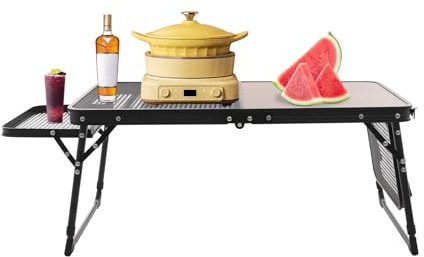 meiliwmlo Table de camping portable - Réglable en hauteur - Pliable - Multifonction - Réglable en hauteur - Table de camping pliante - Table de pique-nique - En aluminium - Facile à nettoyer