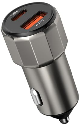 Cargador de teléfono para coche, dos puertos USB tipo C PD 30 W QC3.0 | Cargador de vehículo | para teléfono, tablet, camión, interior del hogar, hombres y mujeres