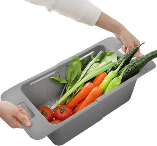 Bawiaueu Canasta Coladora Para Fregadero De Cocina,Escurridor Retráctil | Canasta Escurridora Para Frutas | Para escurrir verduras, frutas, pasta, tomates, así como alimentos de cocina, congelador,