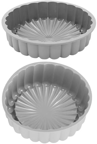 jojofuny Set 2 Stampi per Torta Rotondi in Silicone Alimentare Teglie Antiaderenti Resistenti a 230°C per Cheesecake Crostate e Dessert Colore Grigio per Forno e Preparazioni
