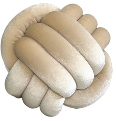 XIUsheUA Cuscino annodato a mano Cuscino a sfera annodato a tre fili, cuscino in velluto dorato intrecciato a mano, for finestra a bovindo(Khaki)