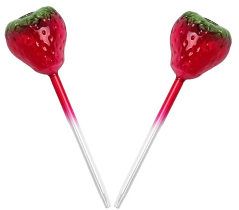 MOTHNUR Lot de 2 Globes d'Arrosage Automatiques en Verre Forme Fraise Arroseurs pour Plantes d'Intérieur et d'Extérieur Ampoules à Remplissage Automatique pour Irrigation Continue et