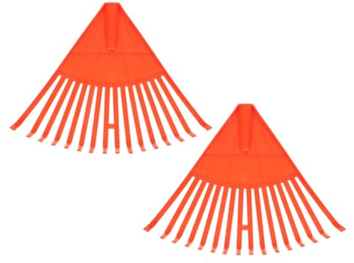 VICASKY Râteau à Feuilles Plastique 16 Dents pour Pelouse et Jardin, Lot de 2 Pièces Orange, Outil Léger et Robuste pour Nettoyage Rapide de Feuilles et Herbes Mortes