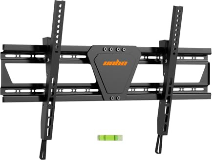 UNHO Soporte TV Pared 32-75 Pulgadas Acero Inclinable 8° VESA 600x400 mm | Soporte TV 65 Pulgadas pared Pantalla Plana LED LCD, Ultra Fino 40 mm, Hasta 40 kg, Con Nivel de Burbuja
