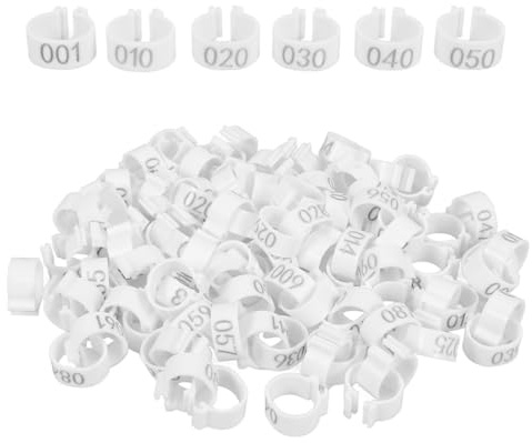 PRETYZOOM 100 Anillos Numerados para Patas de Gallos y Periquitos, Bandas Abs de Color Claro Fáciles de Identificar y Prácticas para Aves de Corral