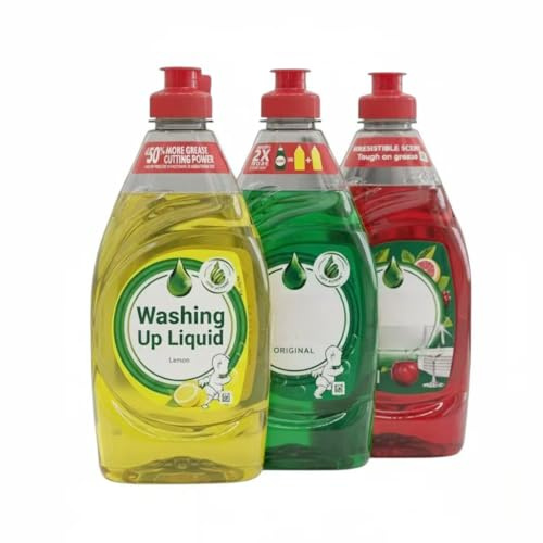 3 Pack Washing Up Liquid Dish Soap Variety Pack, Lemon, Pomegranate & Original Scents, 320ml 3 Pack
