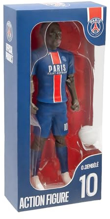 Megableu - Figurine Football PSG Ousmane Dembélé N°10-20 cm - Figurine Footballeur Réaliste et Articulée 10 Points - Licence Officielle PSG - Jouet Football - Cadeau Fan Paris
