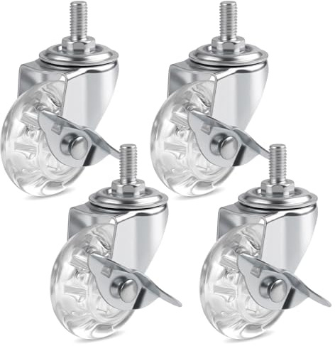 4 Piezas Ruedas Transparentes para Muebles con Perno M8